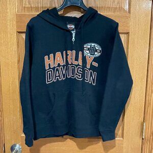 HARLEY-DAVIDSON Jamestown ND Women's M Black Full Zip Sweatshirt Hoodie EUC